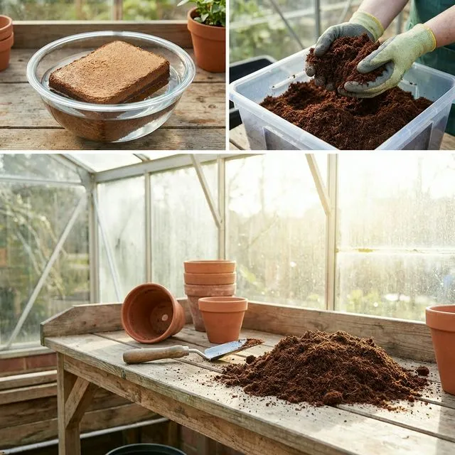 Using coco peat blocks